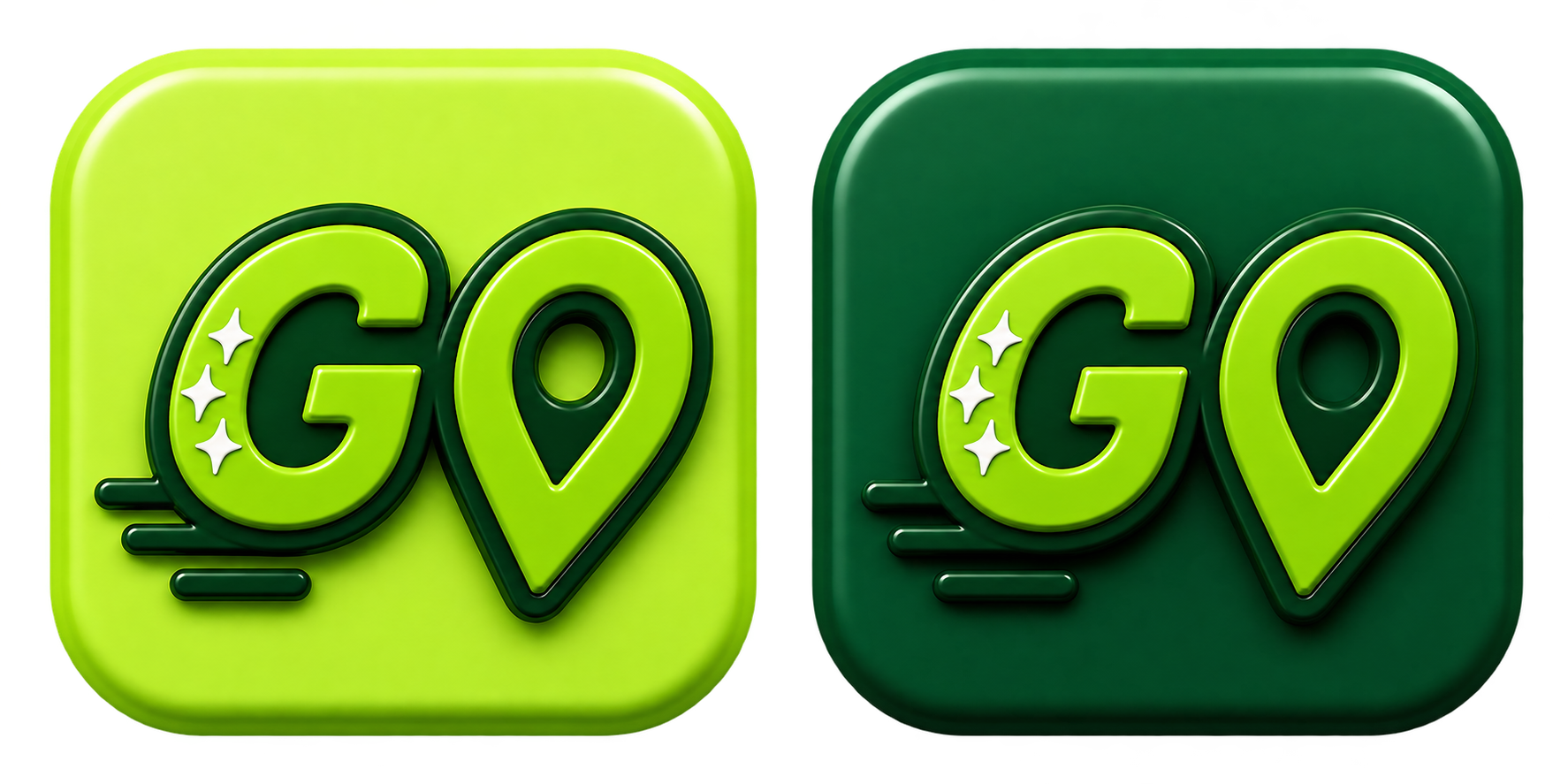 Original light green LarGo Rider App icon and dark green LarGo Driver App icon